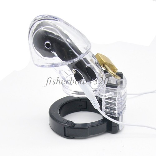 Male Chastity Cage Plastic E-Stim Device with Adjustable Cuff Ring Bandage - Picture 23 of 30