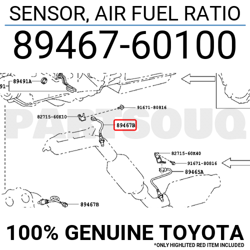 8946760100 Genuine Toyota SENSOR, AIR FUEL RATIO 89467-60100