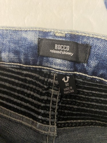 NWT True Religion Rocco Moto Mens 32x34 Blue Relaxed Skinny Stretch Pants - Picture 12 of 12