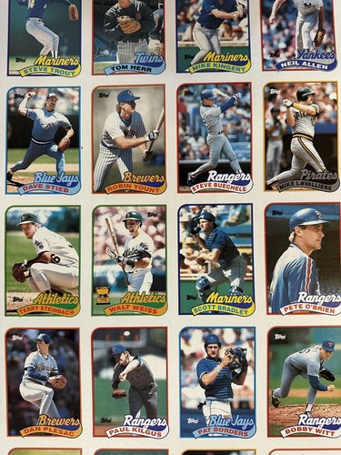 LOT OF 6 - 1989 TOPPS UNCUT SHEET of 132 BASEBALL CARDS MLB GWYNN RAINES LARKIN - Bild 6 von 11