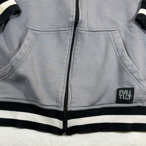 FULL TILT Hoodie Mens L Blue Black Fleece Lined Embroidered Long Sleeve Full Zip - Picture 16 of 21