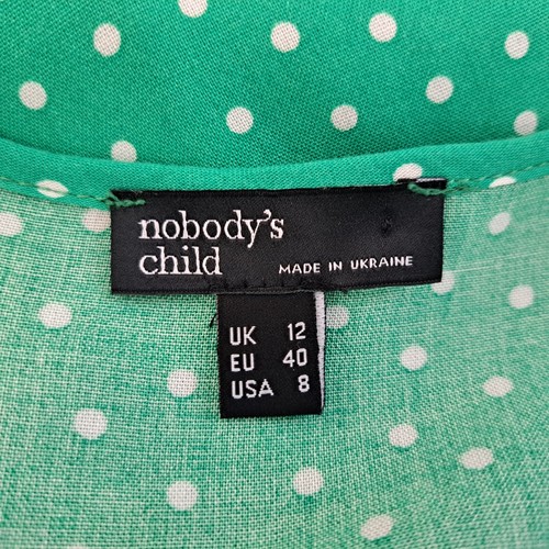 Nobodys Child Midi Dress Green Polka Dot UK 12 Tie Waist - Picture 11 of 11
