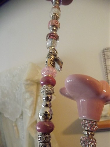 2 Garden Stake FAIRy WandS Lampwork Bead PINK & SILVER BUTTERFLY TOPPER 13" 19" - Picture 5 of 16