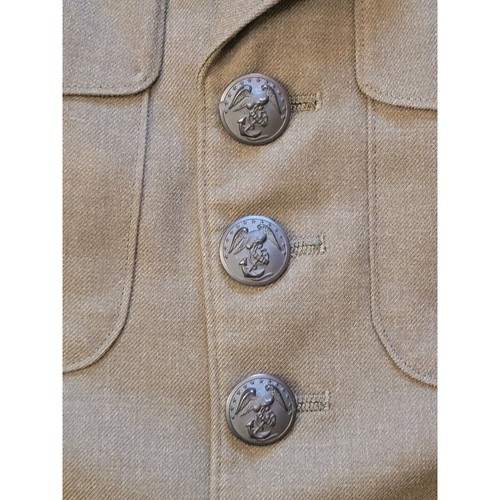 Abito vintage US Marine Serge verde giacca uniforme cappotto lana uomo 36XS senza cintura - Foto 14 di 16