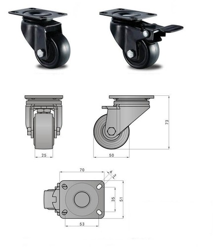 Schwerlast PU Rollen 50mm 4x Lenkrollen für Möbel & Wagen 200KG - Bild 10 von 24