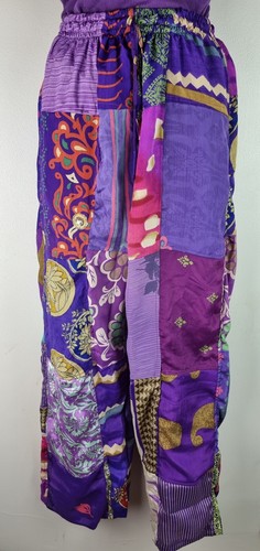 S-5XL leichte Seide Patchworkhose Hippie Boho Yoga Hose breites Festival HT20 - Bild 9 von 15