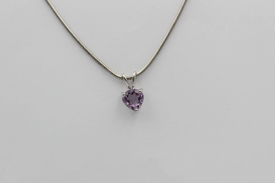1,2 Carati Ciondolo Ametista 925 Argento Collier Catena Gioiello Violetto Pietra - Immagine 2 di 4