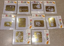 Lot of 10 Assorted Sizzix Simple Impressions Embossing Folders Brass Stencil