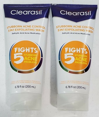 clearasil stubborn acne control 5 in 1 exfoliating wash