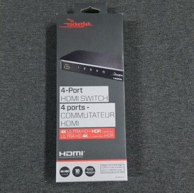 Rocketfish 4-Port 4K HDMI Switch with Remote Control Black RF-G1501-C
