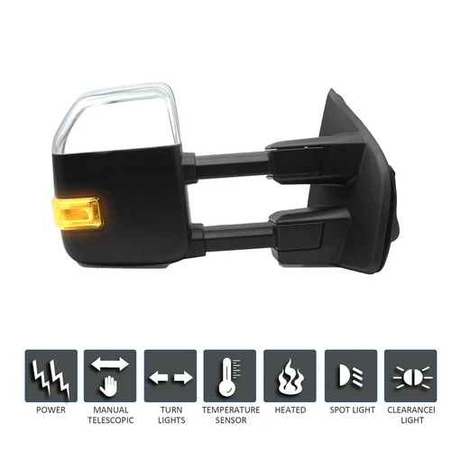 Towing Mirror Fit 17-20 Ford F250 F350 Power Heat Signal Right Side Chrome Truck