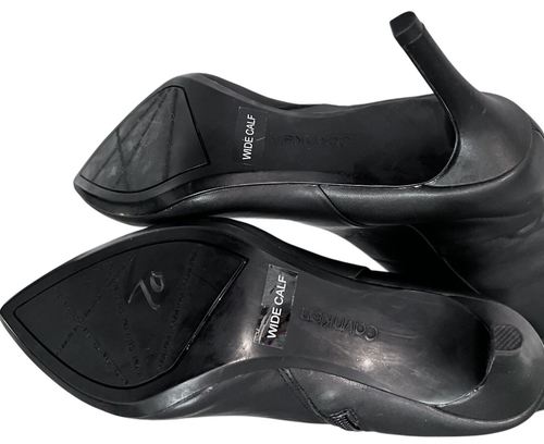Botas Calvin Klein GLYDIA 7.5 Cuero Negro Hasta la Rodilla Tacón de Aguja Cremallera Alta - Imagen 7 de 11