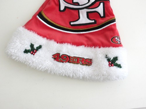 San Francisco 49ers Adult Santa Hat Cap Christmas Holiday Sherpa Festive Soft OS - Picture 2 of 4