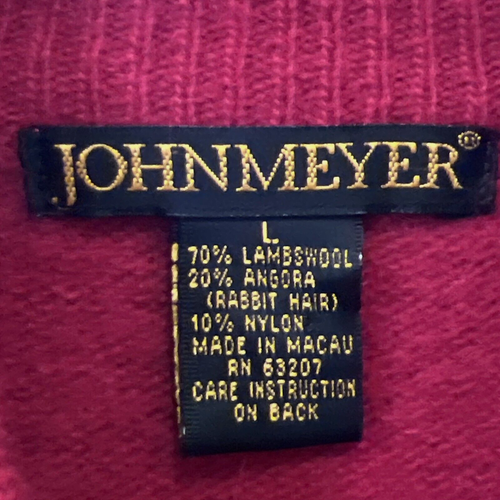 John Meyer Women’s Vintage Sweater Red Lambs Wool & Angora Rabbit Hair Sz Large - Picture 12 of 14