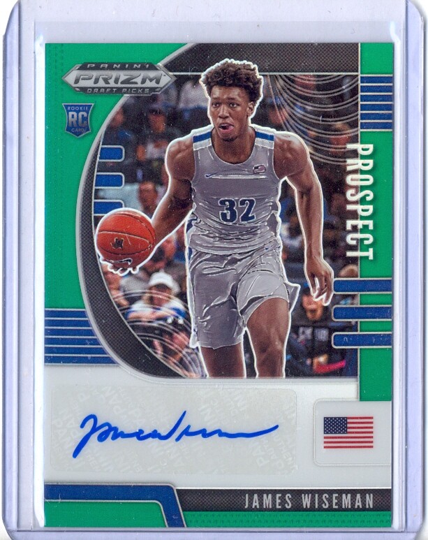JAMES WISEMAN 2020-21 PRIZM DRAFT PICKS PROSPECT GREEN AUTO