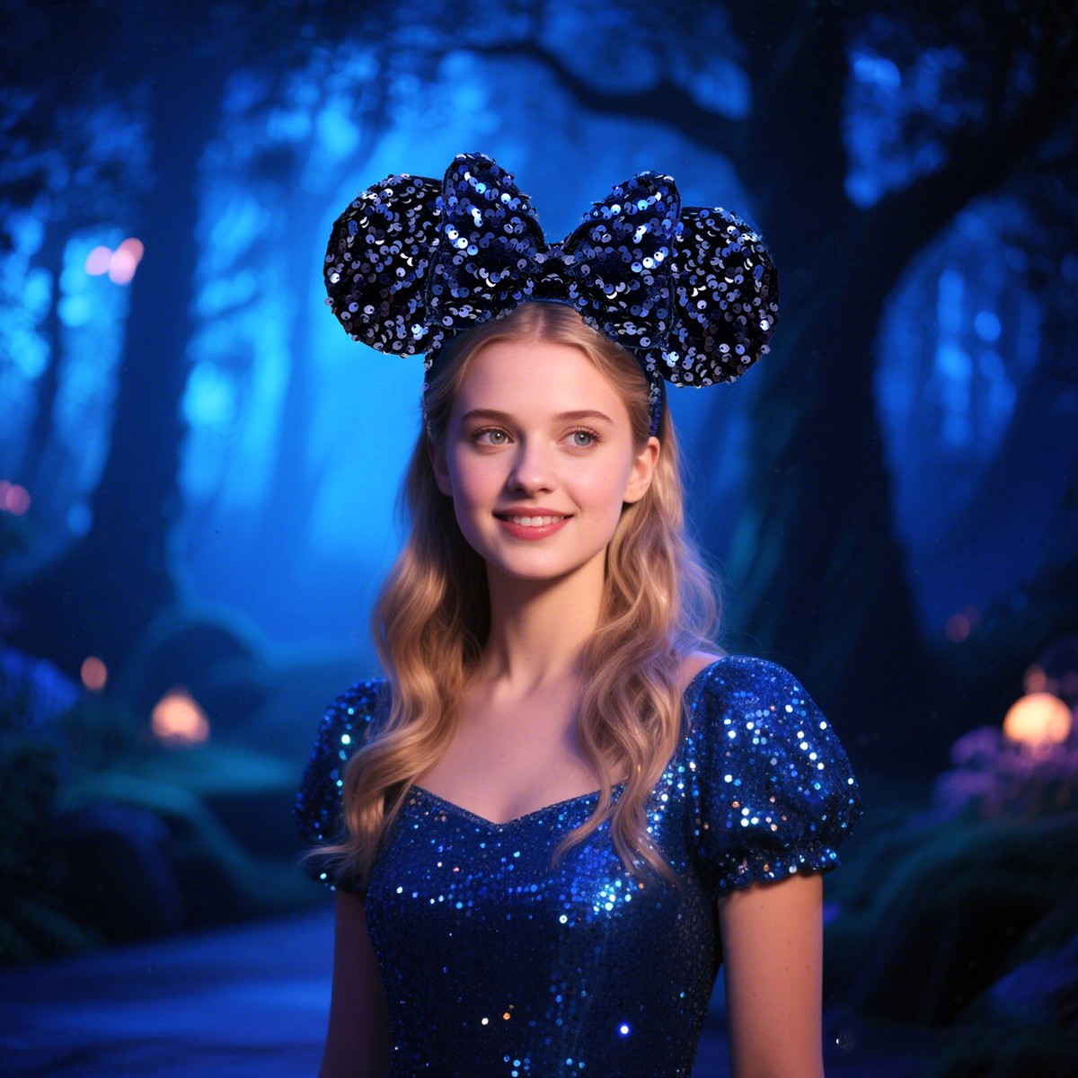 Tokyo Resort Dark Bue Velour Sequin Minnie Ears Disney Parks  display picture 2