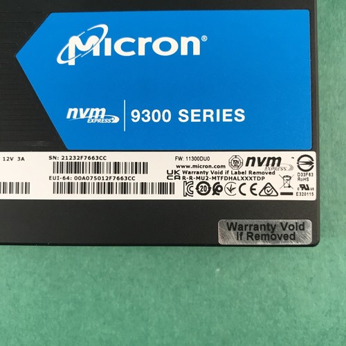 Micron 3.2TB 9300 MAX 2.5" U.2 SSD MTFDHAL3T2TDR -1AT1ZABYY - Picture 7 of 7