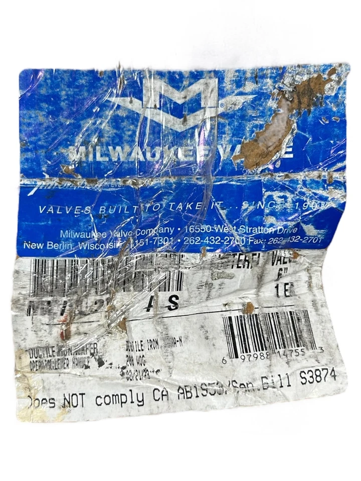 Válvula Milwaukee, HW232B, válvula mariposa, H, estilo oblea, hierro dúctil, 6 pulgadas Foto 3 de 3
