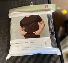 Goodfellow & Co. Crew Neck Short Sleeve T-Shirt Black (XL)  4 Pack