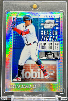 Ronald Acuna Jr Rare Panini Contenders Hyper Prizm Refractor Serial # /299 Mint