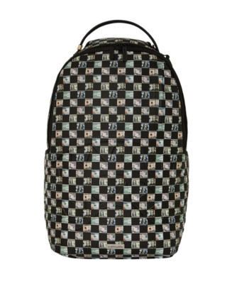 Sprayground Checks Cashed DLXSV Backpack New Black Bookbag Large School Bag