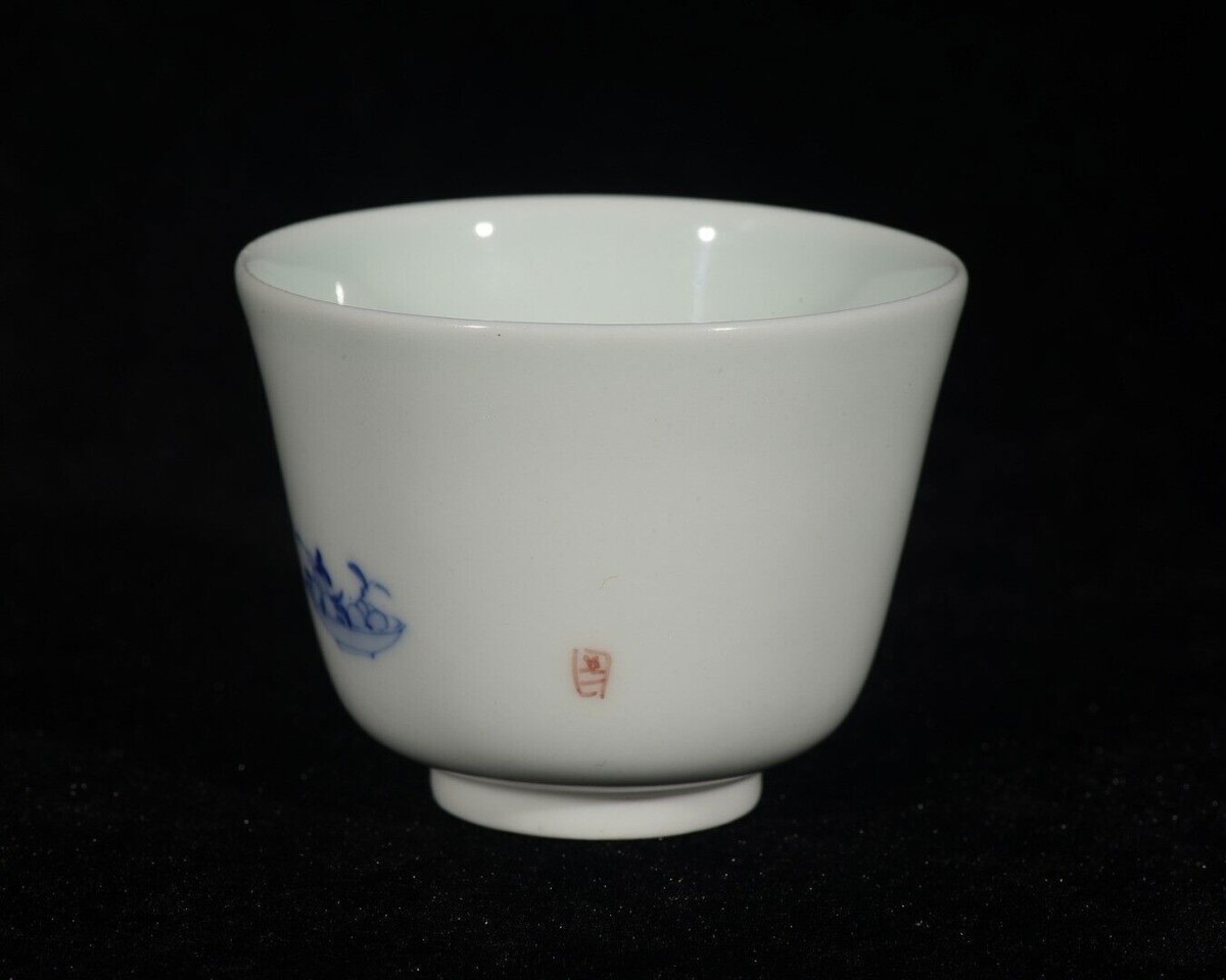 2“ China ancient Qing Dynasty Kangxi Blue and white Qingqu Wine