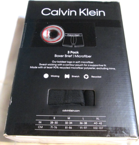 Calvin Klein Microfiber Boxer Brief Trunks-3 pk-Sz M-Black w/ silver waist-NWT - Imagen 5 de 8
