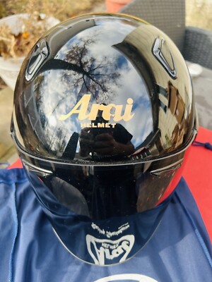 Vintage 2000 Arai SZ/m Black Open Face Helmet/Dark Tint Visor/Size