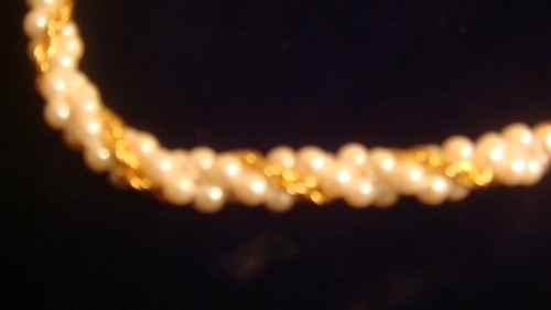 Vintage 80er 4-Strang Faux Perle & Gold Kette Twist Halsband/Halskette 16 1/4" - Bild 5 von 8