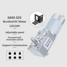 DC 12V24V Double Short Shaft Worm Gear Reduction Brush Motor 5840-555 Metal Gear