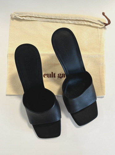 Authentic Cult Gaia Black & Gold Leather Sculpted Heel Sandals - Brand New 41 - Picture 3 of 14