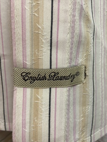 English Laundry Men's Hand Sewn Embroidered Stripe Button Down Slim Fit Shirt XL - Picture 18 of 23