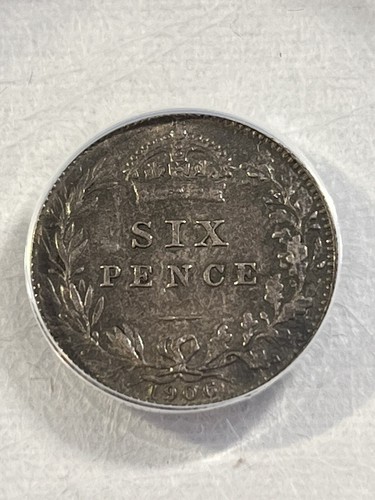 1906 Great Britain Silver 6 Pence Graded AU 58 by ANACS