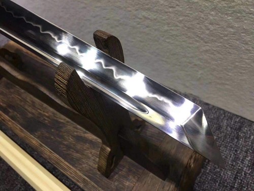 20“ Handmade Japanese 1095 Steel Clay Tempered Samurai Sword Tanto knife Sharp - Picture 7 of 8