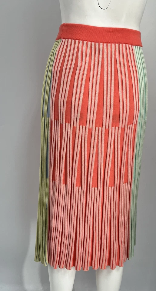 Kenzo Contrasting Knit Midi A-Line Stretch Skirt in Multicolor sz S - Image 4 of 4