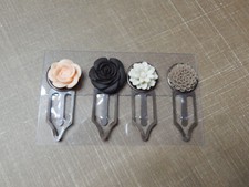 NEUTRAL RESIN FLOWERS Antique Copper 4 Metal Clips HANDMADE