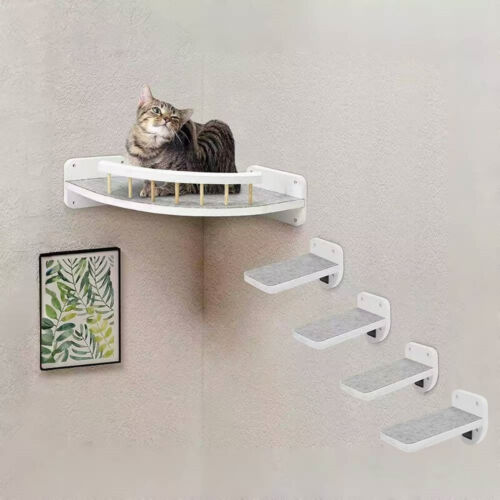 Rastrelliera per gatti da parete con 4 gradini,set arrampicatore per gatti da parete, mensole a muro per gatti - Foto 4 di 13