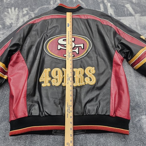 Vintage Carl Banks San Francisco 49ers Leather Jacket Mens XL Embroidered Bomber - Picture 19 of 24