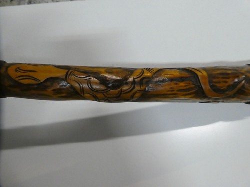 VINTAGE AUSTRALIAN WOODEN ABORIGINAL DIDGERIDOO CARVED SNAKE SERPENT MOTIFS - Picture 6 of 14