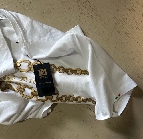 Stefano Ricci Men's Embroidered Chain Logo T-Shirt XL White Italy New $750 - Picture 9 of 11