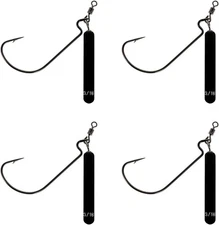 Reaction Tackle Tungsten Jika Rig 1/4 oz #2/0 Hook (4 Pack), Never Chip Black 