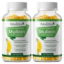 100 Natural Mullein Leaf Capsules  Respiratory Support Vegan Herbal Aid 240ct