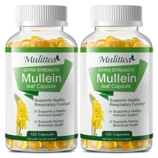 100% Natural Mullein Leaf Capsules | Respiratory Support Vegan Herbal Aid 240ct