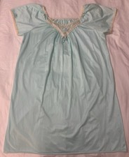 Vintage Glencraft Silky Nylon Nightgown Green Lace Lingerie Union Made USA 1X
