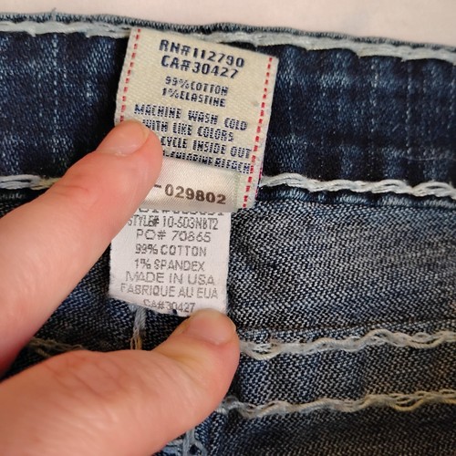 True Religion Jeans 31 Joey Super T Wide Leg Dark Contrast Stitch USA Made - Picture 16 of 17