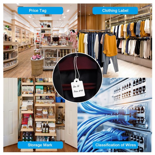 1000x White Merchandise Price Tags with Strings Retail Strung Label 0.87x1.38in - Picture 8 of 11