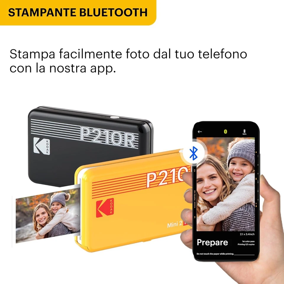KODAK Mini 2 Retro 4PASS Stampante Fotografica Portatile (5.3x8.6cm) Pacchetto - Immagine 3 di 4