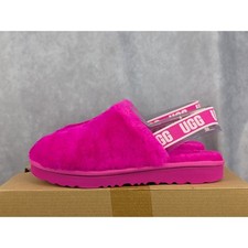 UGG K Fluff Yeah Clog Rock Rose Pink Sheepskin Slingback Slippers Size 6