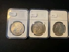 1921 Morgan Silver Dollar $1 Lot of 3 (P, D & S) in Holders, Uncertified