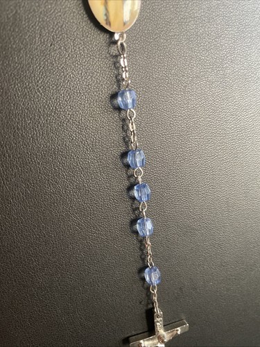 Hermoso! Crucifijo Católico Piedras Azules Rosario Vintage - Imagen 4 de 12